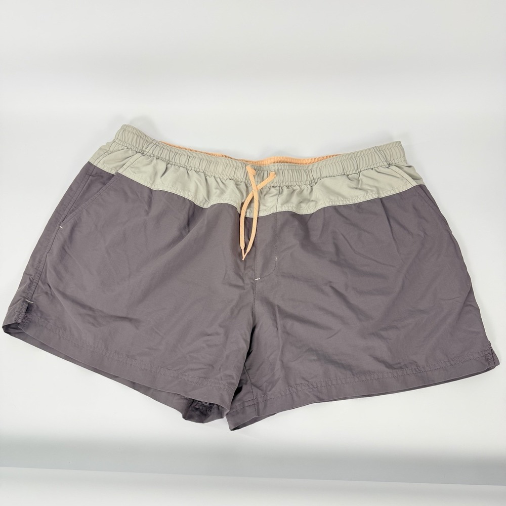 Columbia Sportswear‎ Grey Tan Colorblock Shorts Womens XL Elastic Waist Nylon